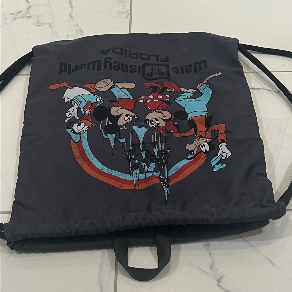 Disney Gray Drawstring Backpack With Mickey And F… - image 3